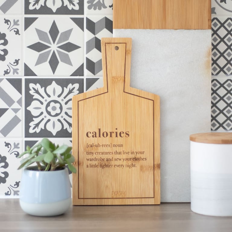 Bamboo Calories Serving Board - Eco-Friendly & Durable Food Service Board, Hand Wash Only, 100 Bamboo Construction, Food Safe