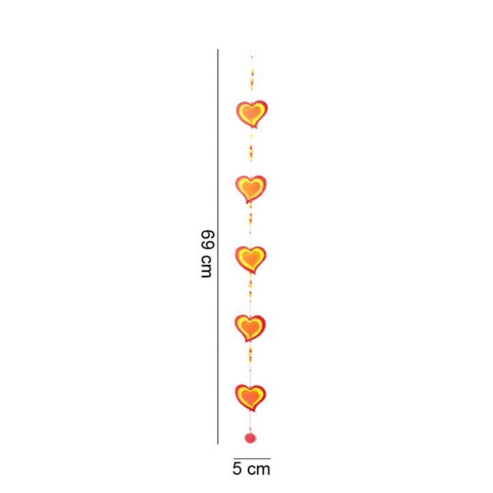 Red Yellow String of Hearts - Ethically Sourced Window Decoration