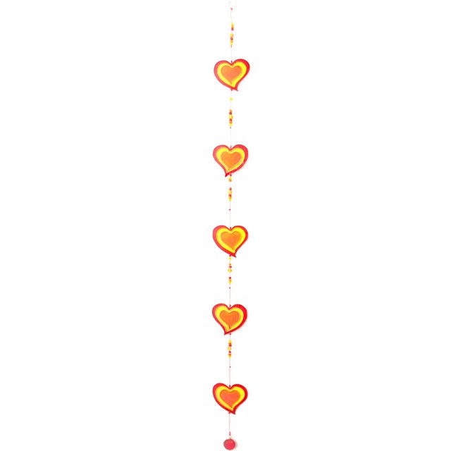 Red Yellow String of Hearts - Ethically Sourced Window Decoration