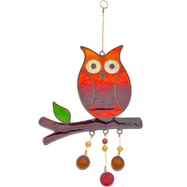 Ethereal Owl On A Branch Suncatcher - Ethical Home Decor for Windows