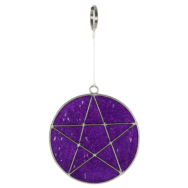 Mystical Pentagram Suncatcher - Magical Purple Light Decor for Home and Garden