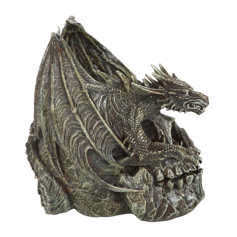 Draco Dragon Skull Ornament - High-Quality Resin Sculpture with Vengeful Design