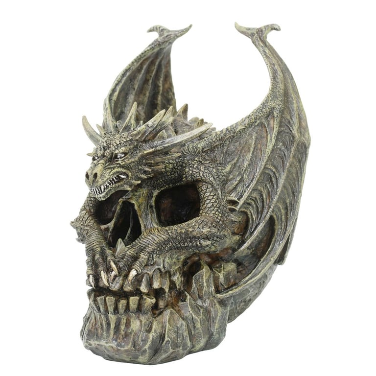 Draco Dragon Skull Ornament - High-Quality Resin Sculpture with Vengeful Design
