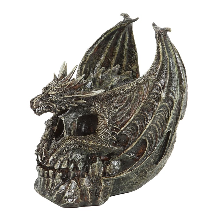 Draco Dragon Skull Ornament - High-Quality Resin Sculpture with Vengeful Design
