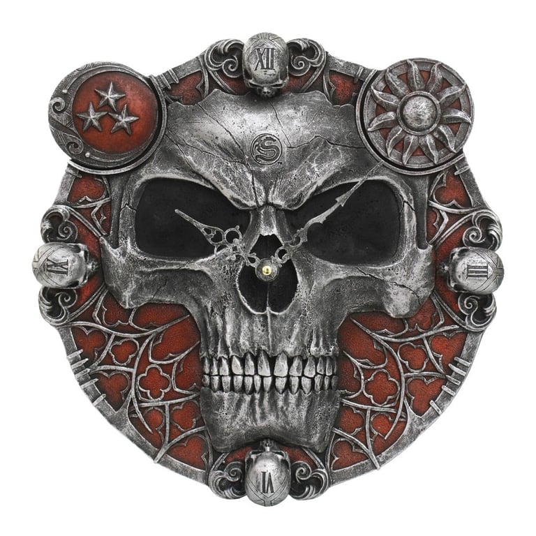 11.5in Hands of Death Resin Clock - Unique Skull-Shaped Timepiece for Home Decor