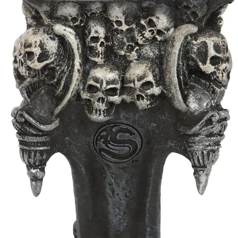 7.5in Gothic Style Resin Glass Hourglass Timer with Dark Red Sand and Skull Design