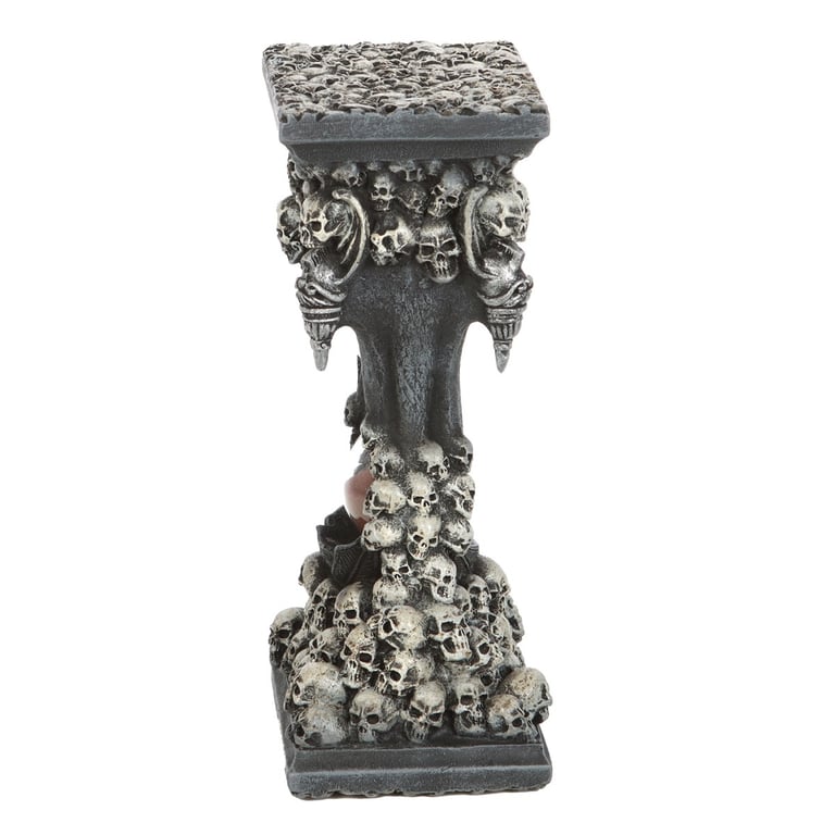 7.5in Gothic Style Resin Glass Hourglass Timer with Dark Red Sand and Skull Design