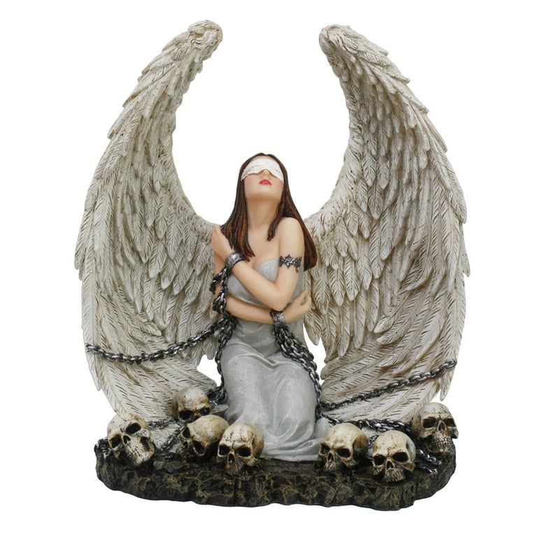 9.5in Captive Spirit Angel Resin Figurine - Gothic Blindfolded Angel Decoration by Spiral Direct