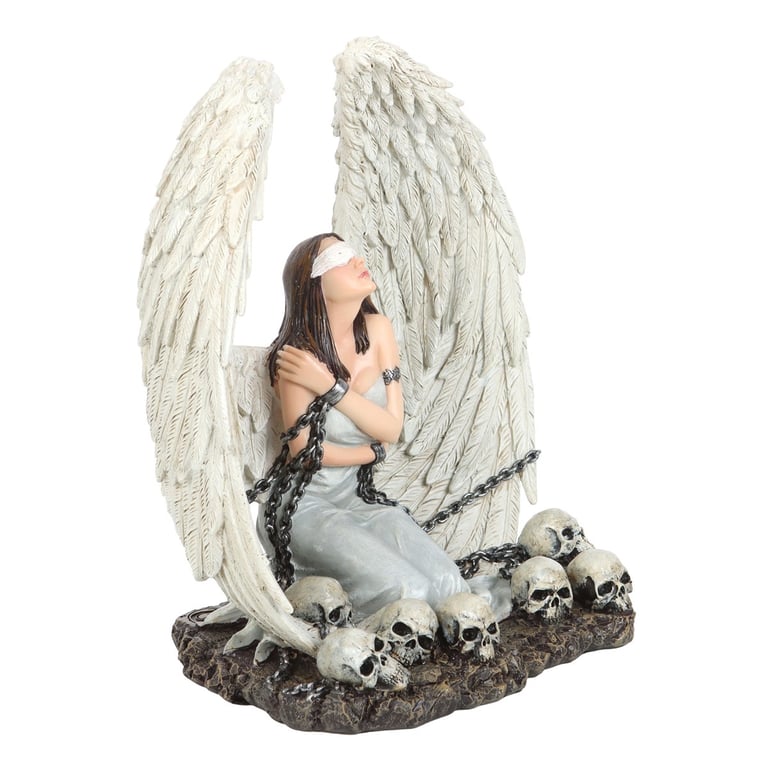 9.5in Captive Spirit Angel Resin Figurine - Gothic Blindfolded Angel Decoration by Spiral Direct