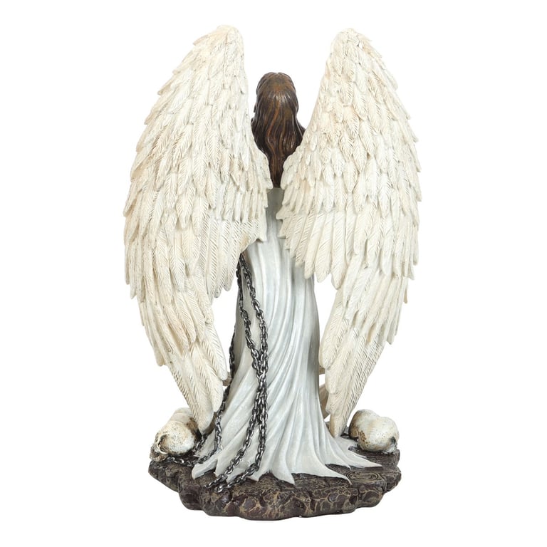 11.5in Resin Blindfolded Angel Figurine - Gothic Home Decor with Skull Accents