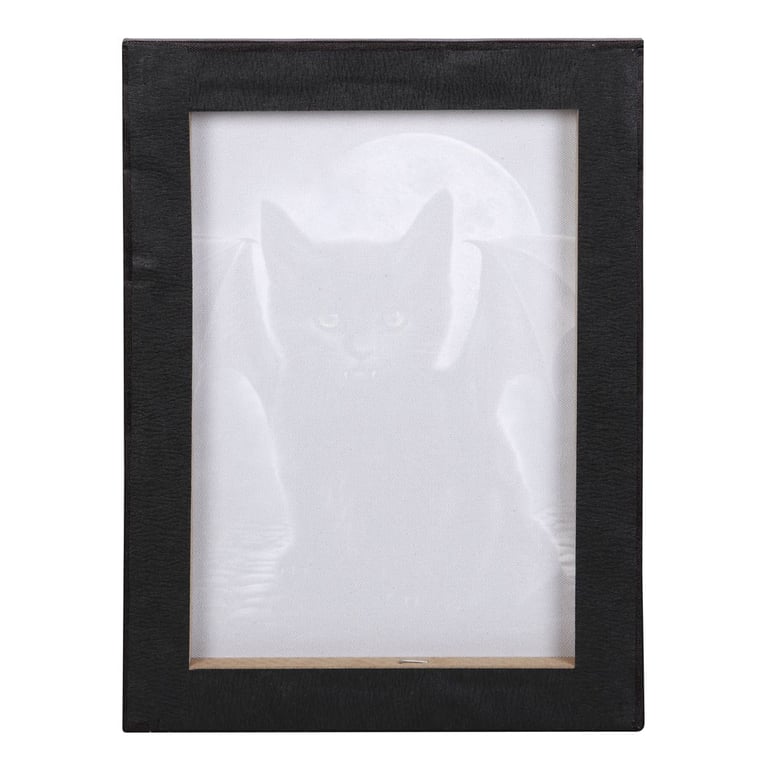 19x25cm Bat Cat Canvas Plaque - Dark Vampire Kitten Art for Gothic Home Decor