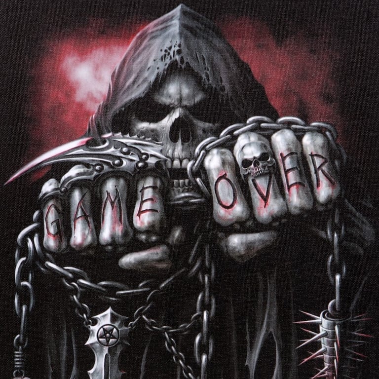 Game Over Canvas Plaque by Spiral Direct - Dark Gothic Wall Art 19x25cm