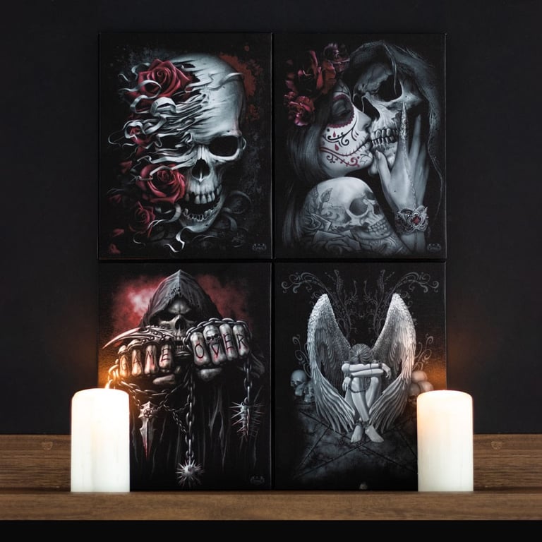 19x25cm Enslaved Angel Canvas Plaque - Dark Gothic Home Decor Artwork