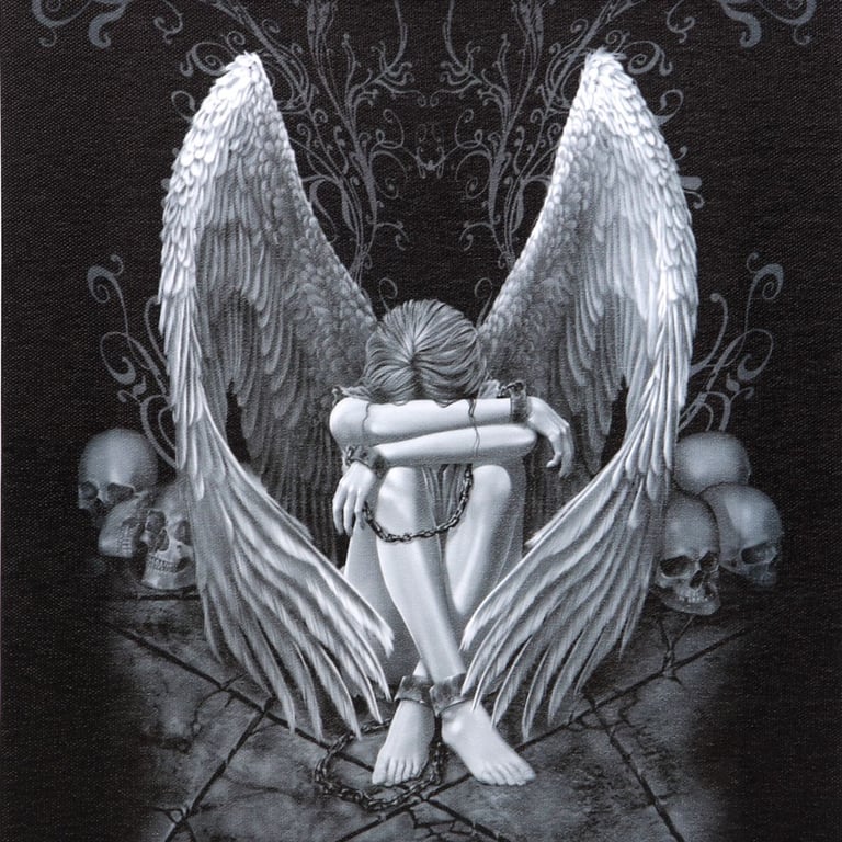 19x25cm Enslaved Angel Canvas Plaque - Dark Gothic Home Decor Artwork