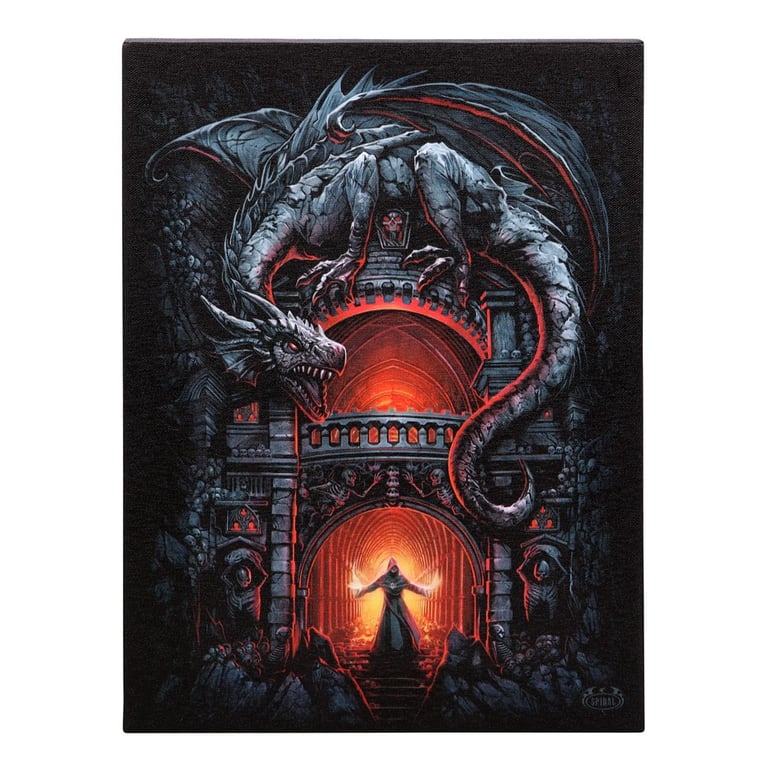 Dragon s Lair 19x25cm Licensed Canvas Plaque - Gothic Home Decor Artwork