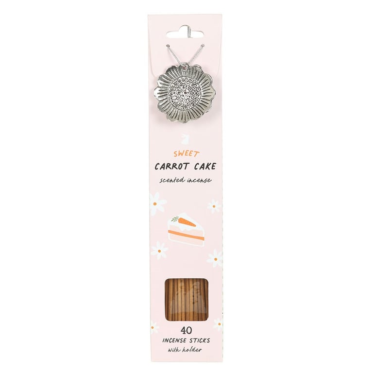 Carrot Cake Incense Sticks Gift Set - 18 Pack with Daisy Holder and Spring Scented Sticks