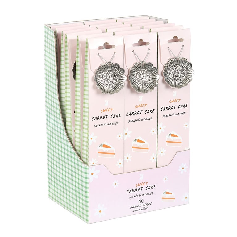 Carrot Cake Incense Sticks Gift Set - 18 Pack with Daisy Holder and Spring Scented Sticks
