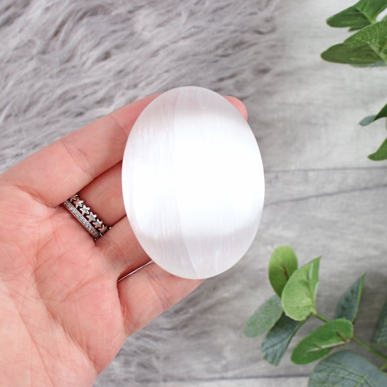 Selenite Palm Stone - Crystal Healing Tool for Yoga & Meditation