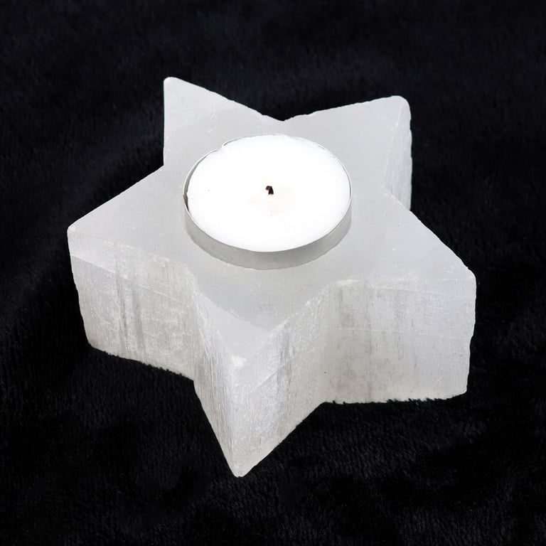 Selenite Star Tealight Holder - Natural Cleansing Candle Decor