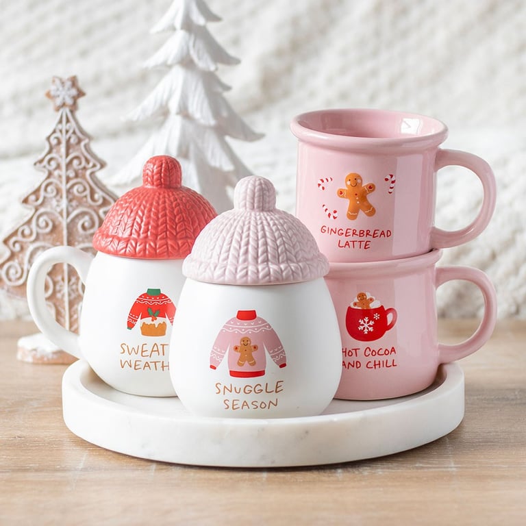 Pink Hot Cocoa and Chill Mug - 480ml Handwash Only, Festive Christmas Gift Idea