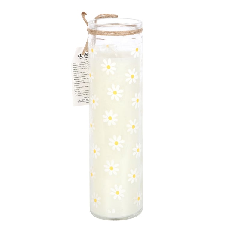 White Daisy Tube Candle - 70 Hour Spring Scented Glass Jar Home Fragrance