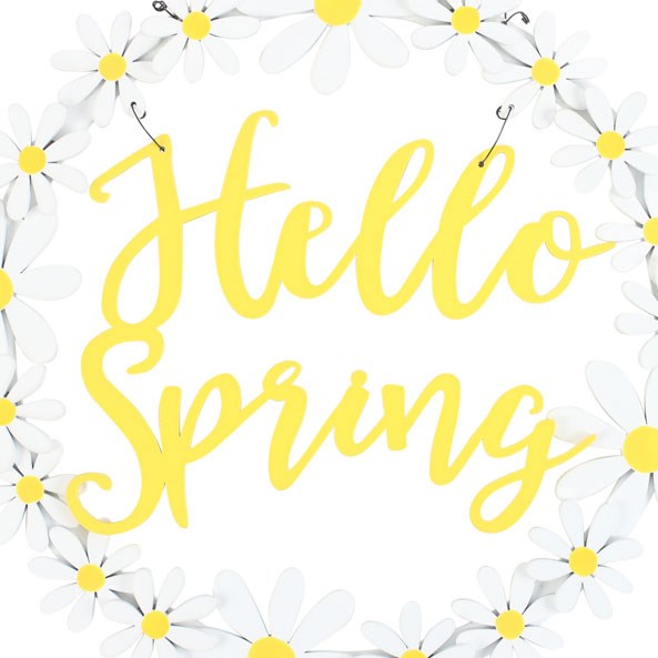 Hello Spring White Daisy Floral Wreath Decoration