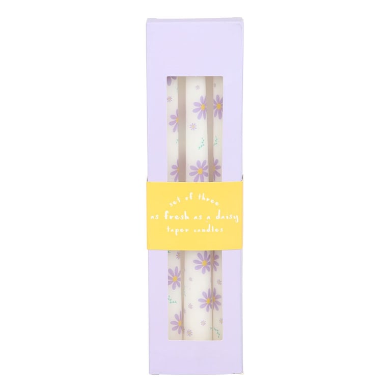 Purple Daisy Taper Candles - Unscented Paraffin Wax for Springtime Home Decor