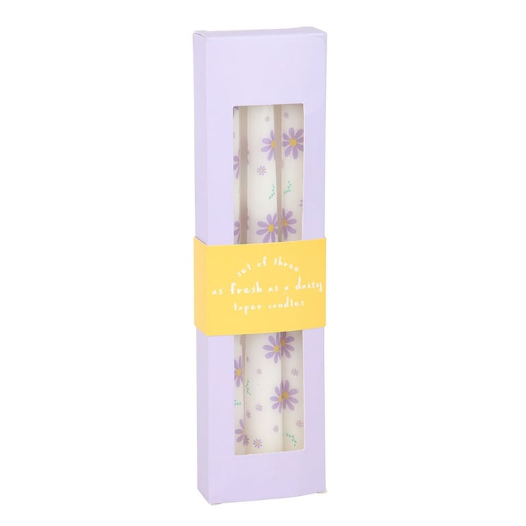 Purple Daisy Taper Candles - Unscented Paraffin Wax for Springtime Home Decor