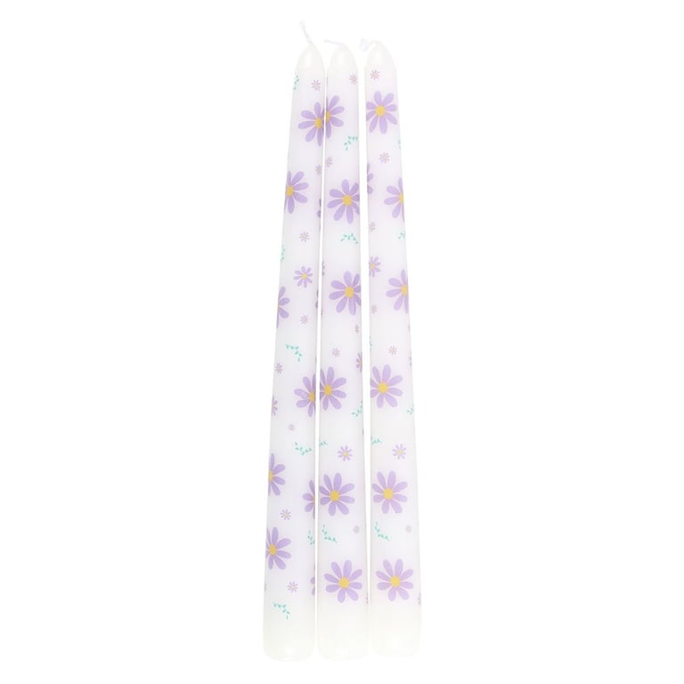 Purple Daisy Taper Candles - Unscented Paraffin Wax for Springtime Home Decor