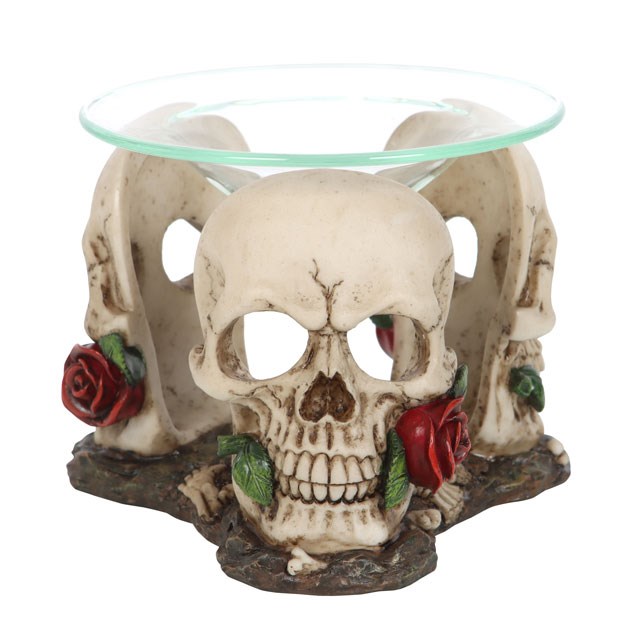 Resin and Glass Skull Oil Burner - Haunted Fragrance Holder for Oils & Wax Melts