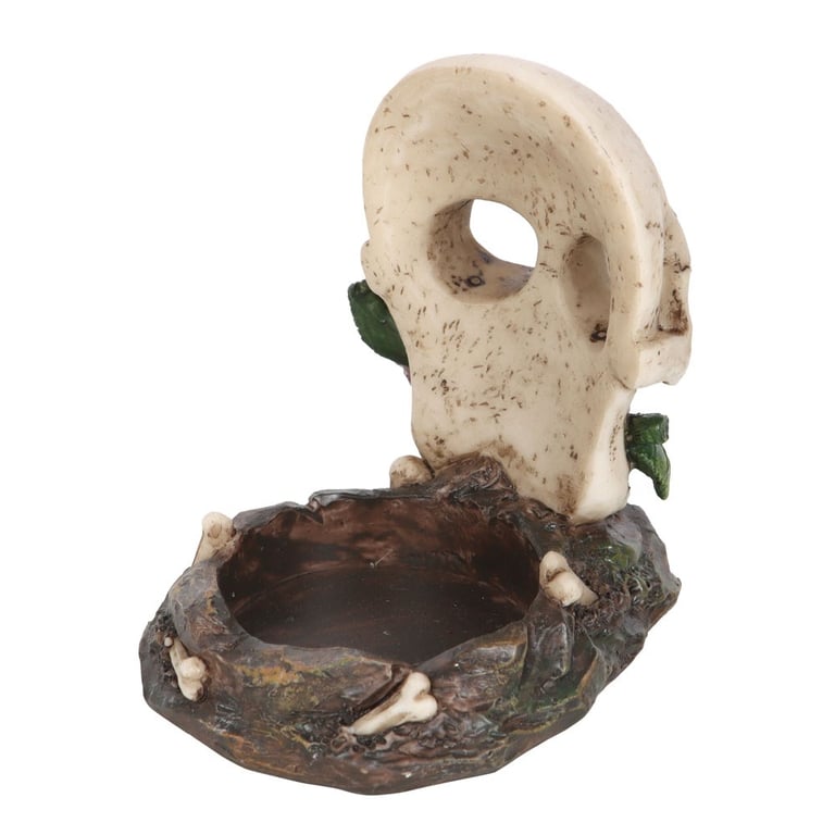Skull Rose Tealight Holder - Halloween Home Decor with Spooky Red Rose Design