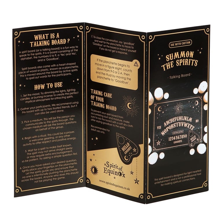 Black Spirit Talking Board with Planchette for Mystical Communication