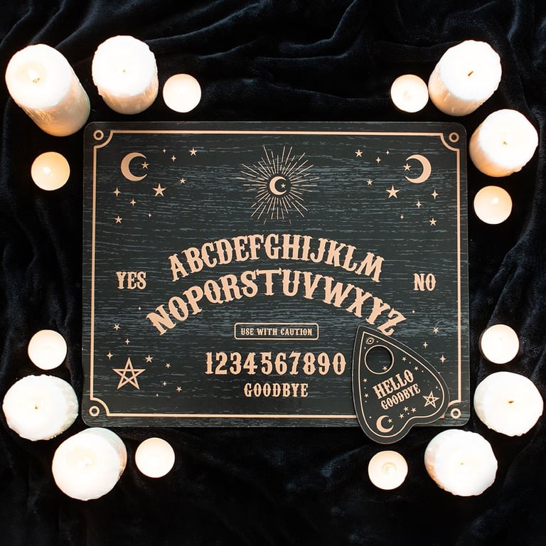 Black Spirit Talking Board with Planchette for Mystical Communication