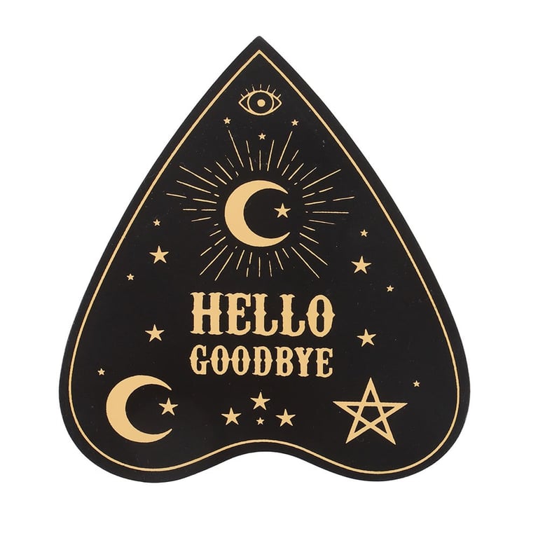 Black Talking Board Planchette Coaster Set - Home Conversation Starters with Celestial Design