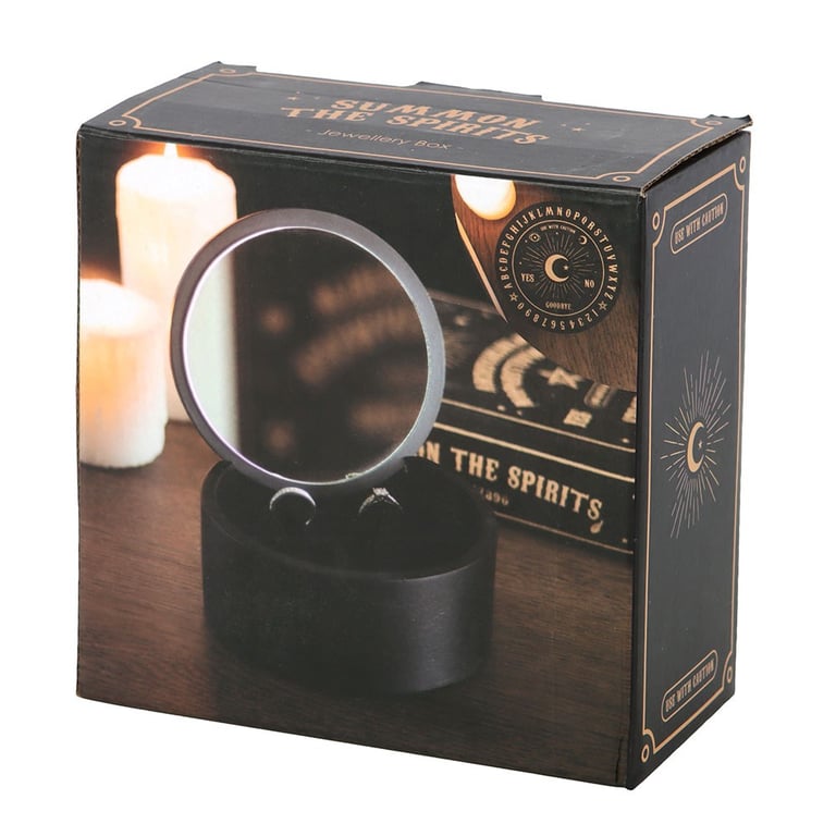 Black Talking Board Jewellery Box - Mystical Storage and Display Case with Mirror