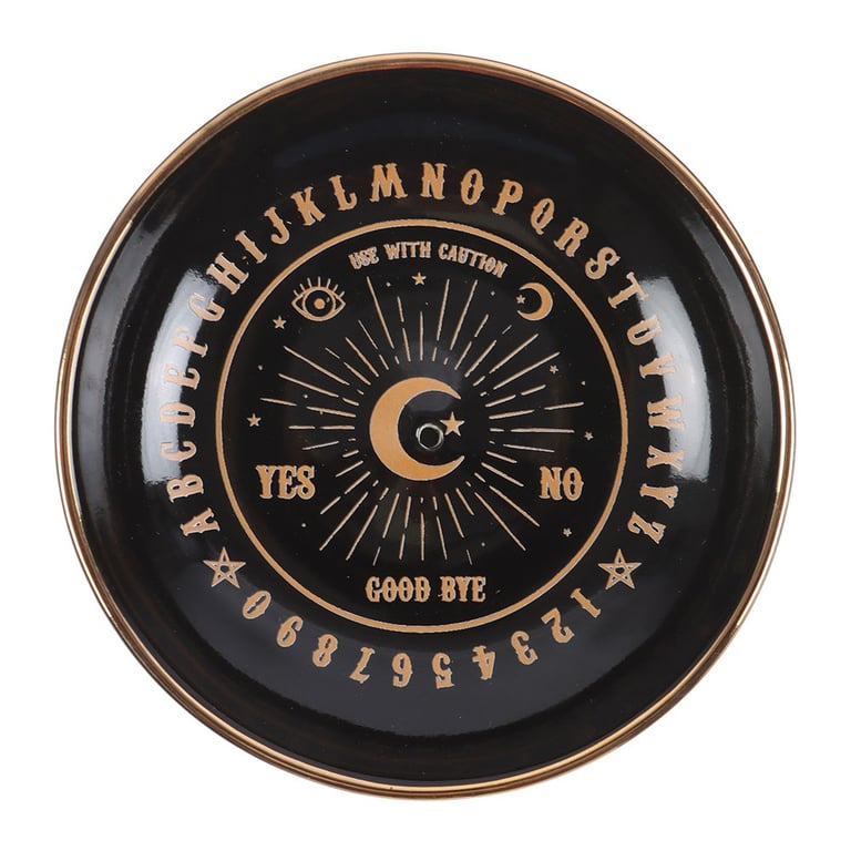 Black Talking Board Incense Holder - Premium Gold Finish & Dual Purpose Design