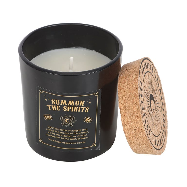 Summon the Spirits White Sage Candle - Mystical Spirit Board Design, 20 Hour Burn Time, Home Fragrance