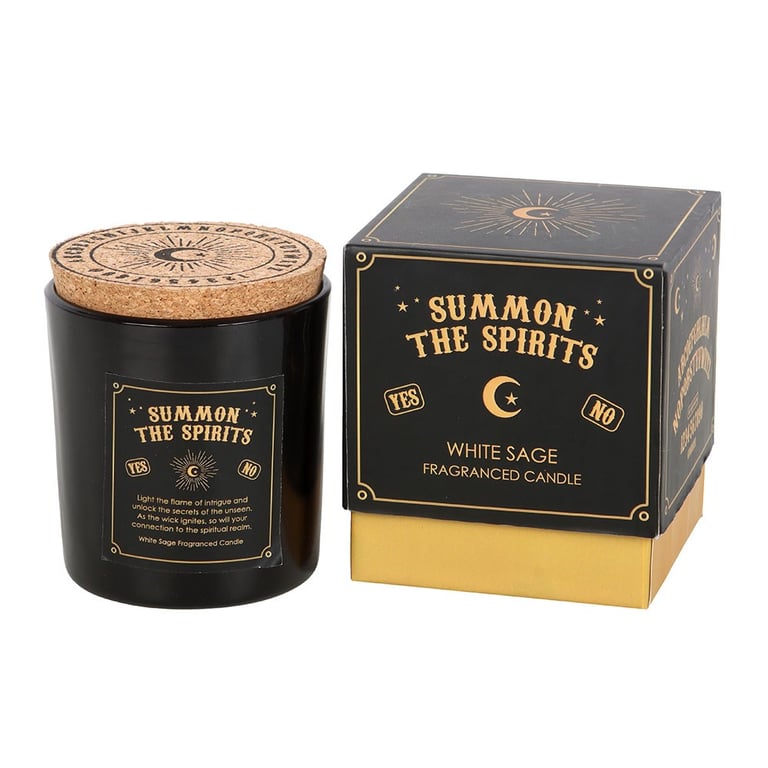Summon the Spirits White Sage Candle - Mystical Spirit Board Design, 20 Hour Burn Time, Home Fragrance