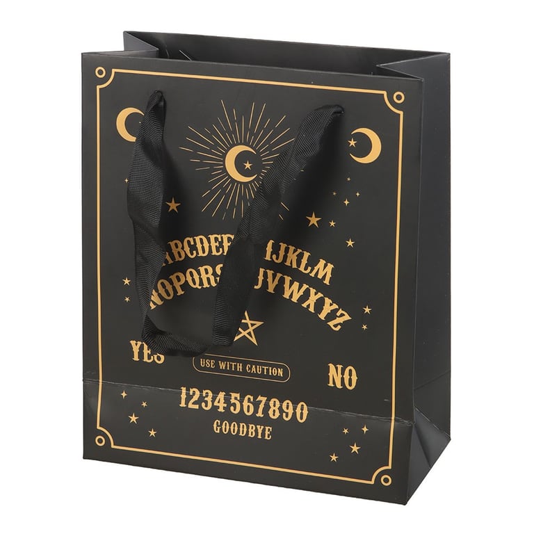 23cm Premium Black Talking Board Gift Bag with Gold Finish and Printed Design