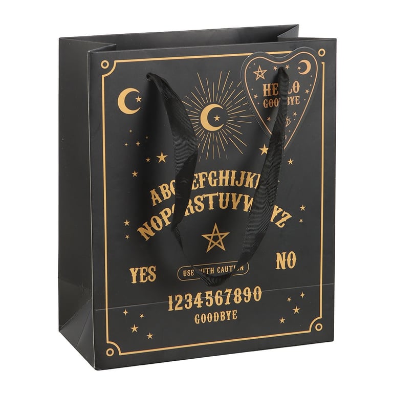 23cm Premium Black Talking Board Gift Bag with Gold Finish and Printed Design