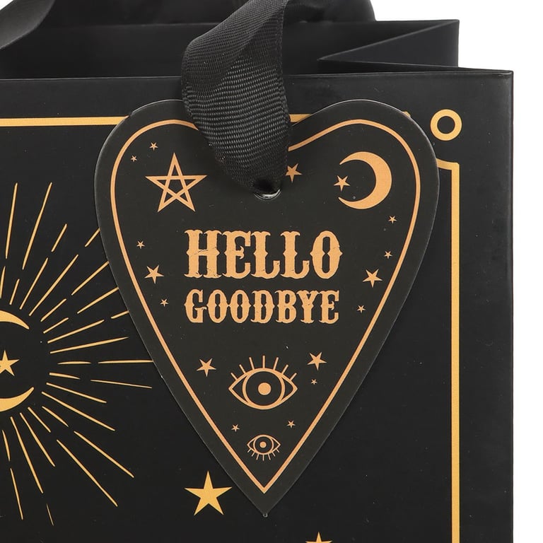 23cm Premium Black Talking Board Gift Bag with Gold Finish and Printed Design