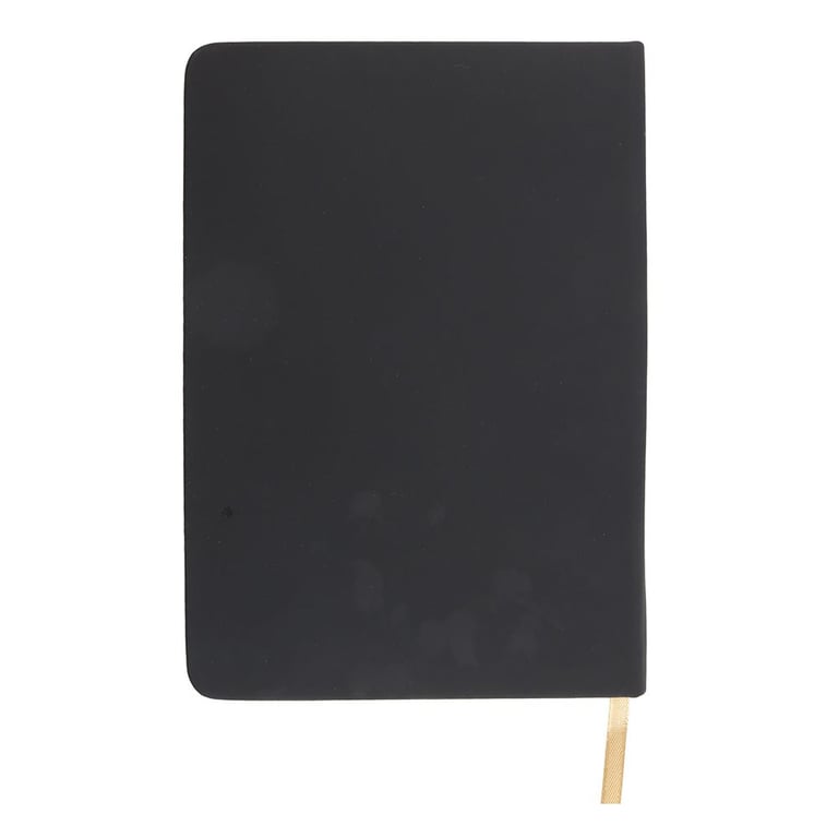 Black Talking Board A5 Notebook with Gold Foil Pages and Ribbon Marker - 100 Sheets of Lined Paper