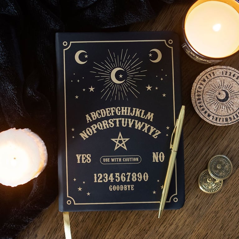 Black Talking Board A5 Notebook with Gold Foil Pages and Ribbon Marker - 100 Sheets of Lined Paper