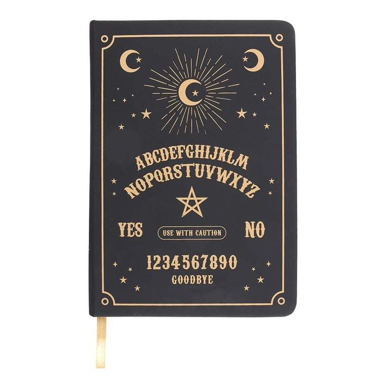 Black Talking Board A5 Notebook with Gold Foil Pages and Ribbon Marker - 100 Sheets of Lined Paper