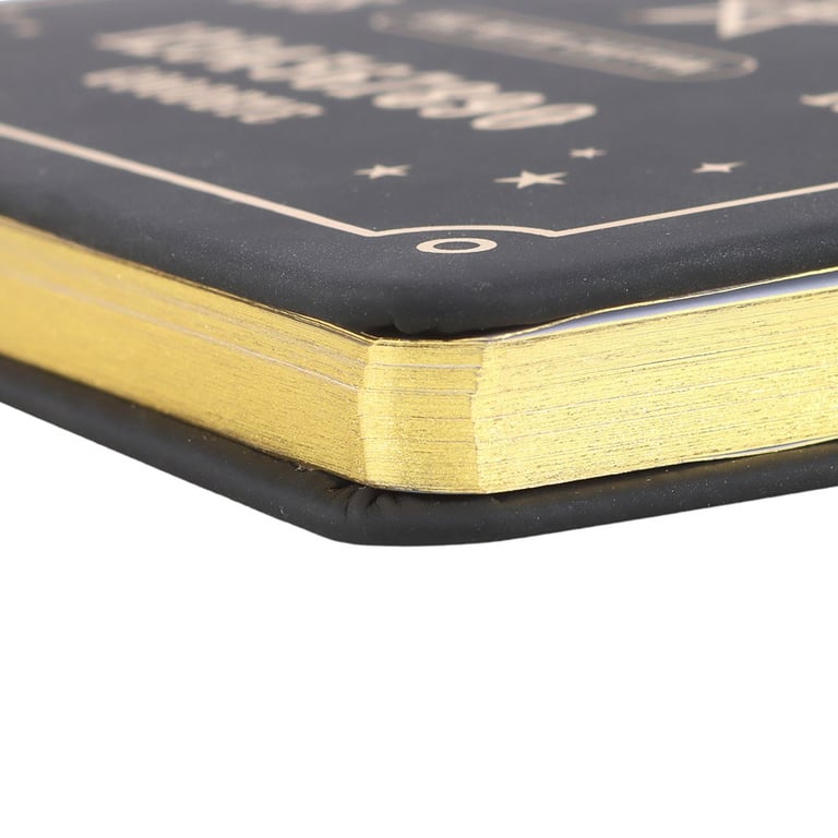 Black Talking Board A5 Notebook with Gold Foil Pages and Ribbon Marker - 100 Sheets of Lined Paper
