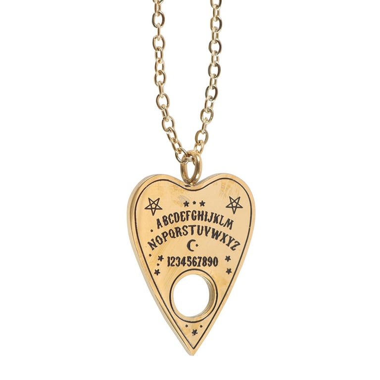 Talking Board Planchette Necklace & Greeting Card Gift - Mystical Supernatural Accessory