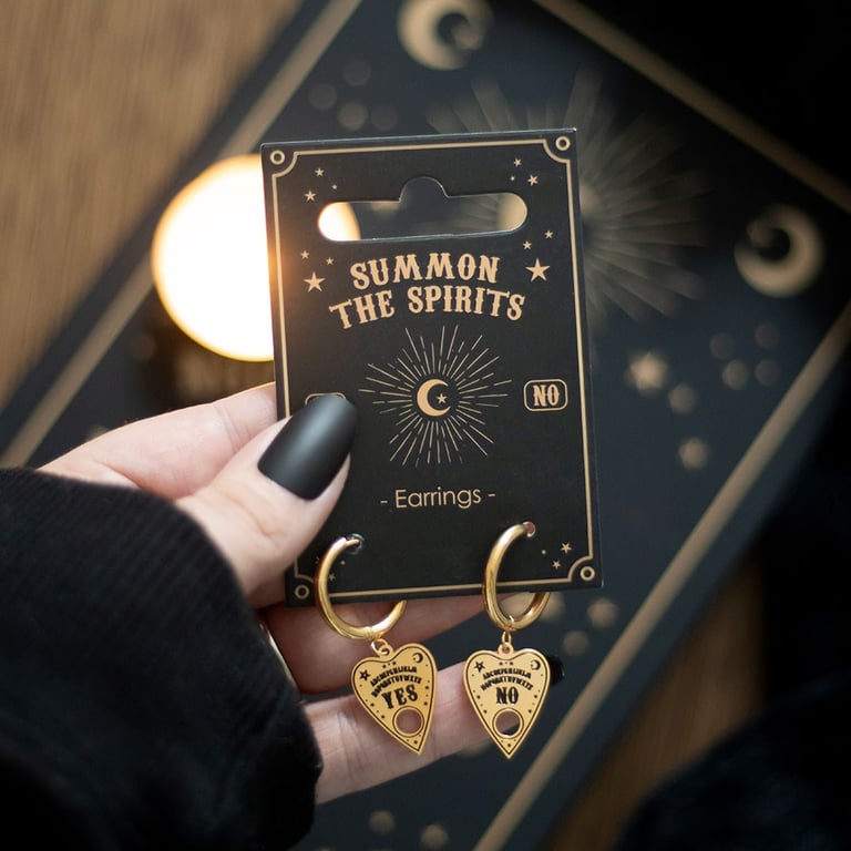 Talking Board Planchette Earrings - Gold Tone Nickel-Free Occult Jewelry