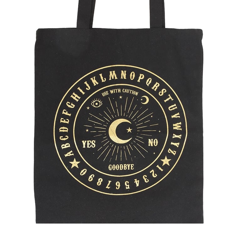 Black and Gold Talking Board Polycotton Eco Friendly Tote Bag