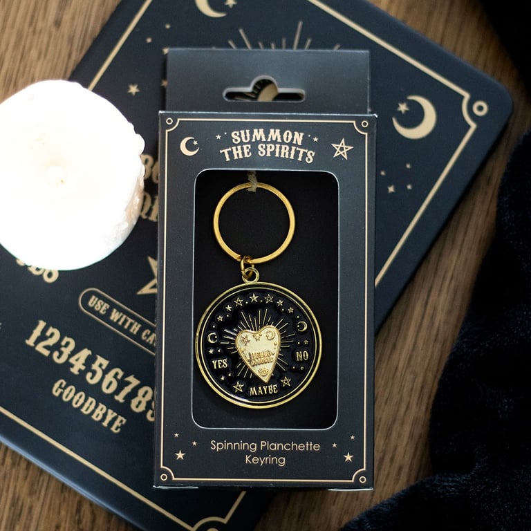 Spinning Talking Board Planchette Keyring - Mystical Supernatural Charm Keychain
