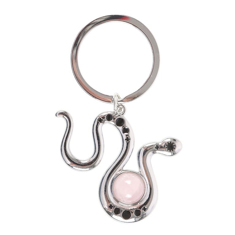 Rose Quartz Crystal Snake Keyring - Attract Love & Confidence